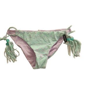 Victoria's Secret Women's Size Medium Purple Teal Reversible Tassle Swim Bottom